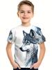 Cool Wolf Boy T-Shirt Tiger 3D Print Kids Short Sleeves Casual Comfortable Boys' Top Tees Outdoor Breathable Lightweight Clothes