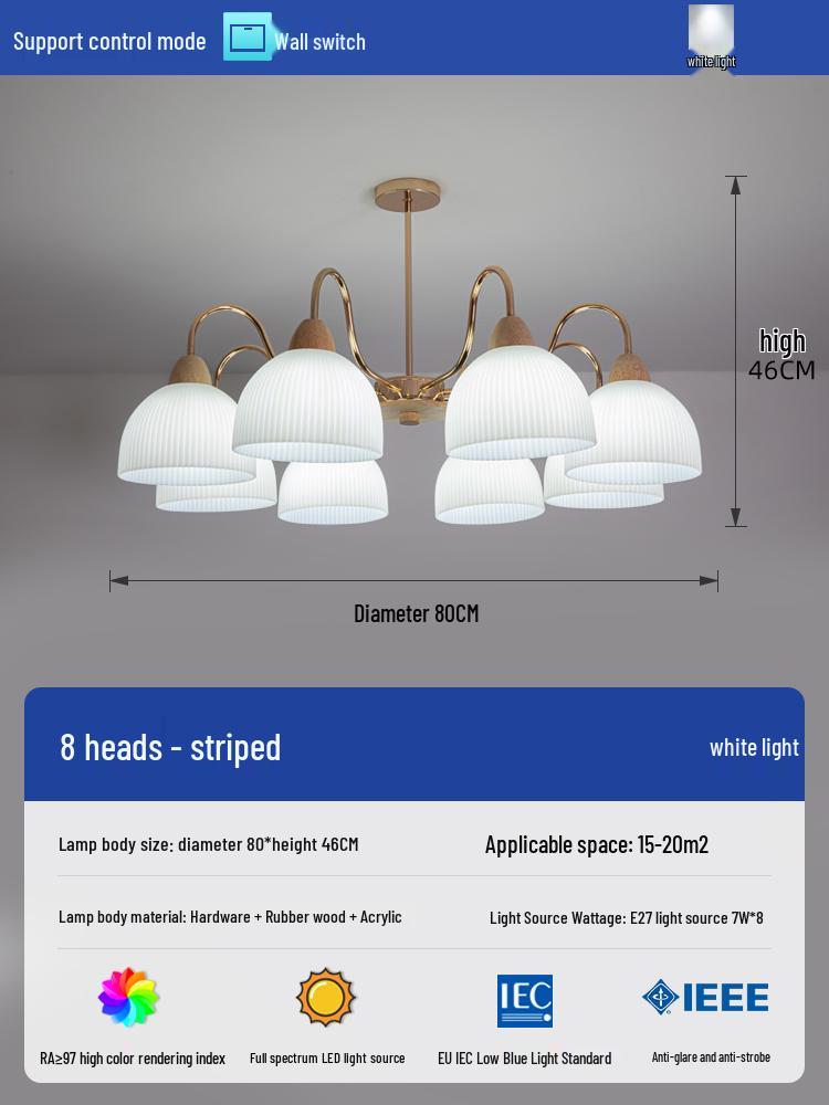 2025 Mid-Century Japanese Cream Solid Wood Chandelier for Living Room, Hall & Bedroom