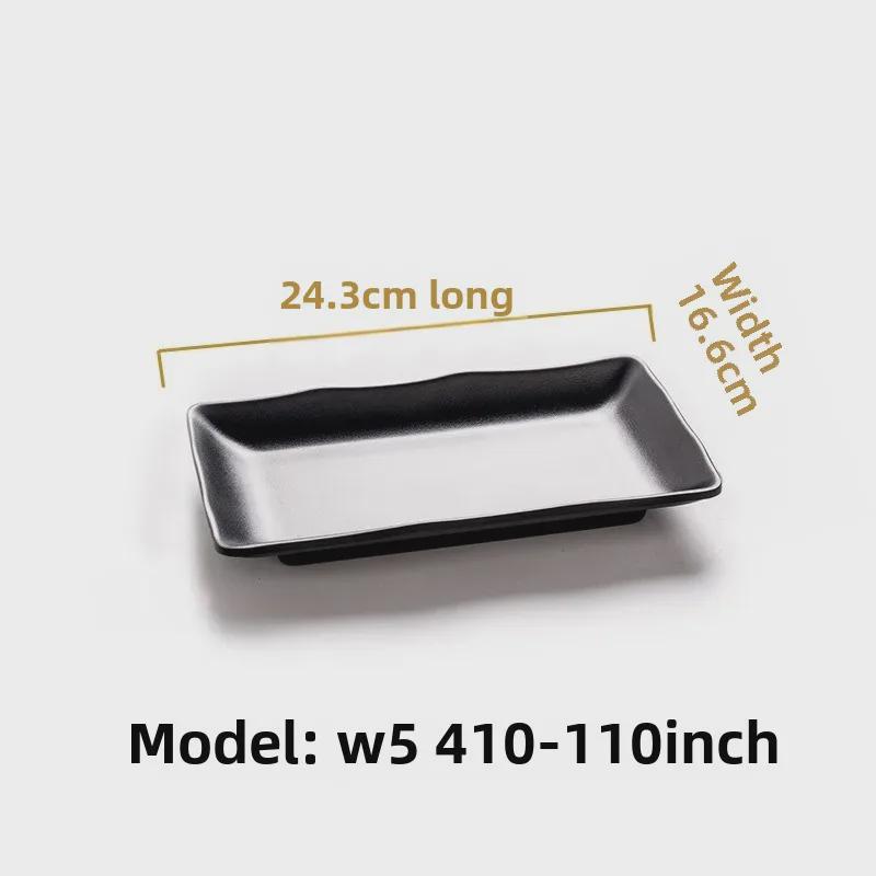 Melamine Black Tableware: Imitation Porcelain Plate for Cold Dishes, BBQ, Hot Pot, and Commercial Use.