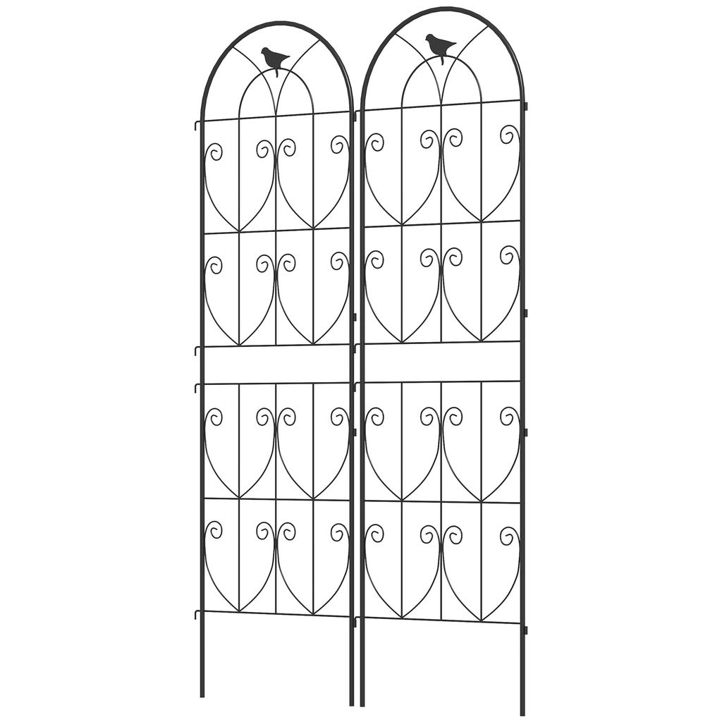 Set of 2 Garden Trellis, Metal Fence Panels for Climbing Outdoor Plants, Flowers, 180 x 50cm