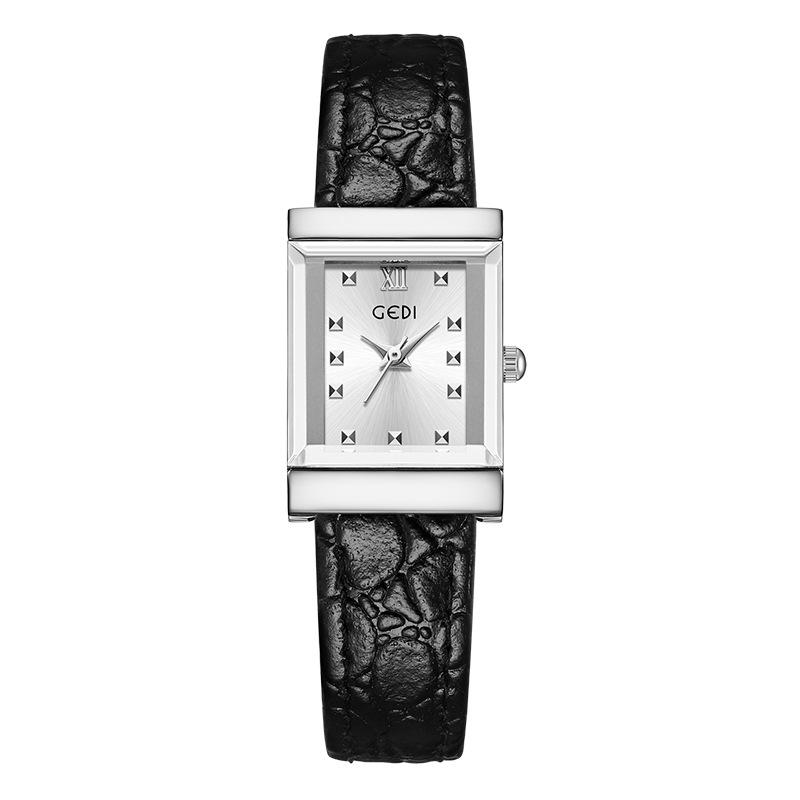 Retro Square Plate Women'S Watch Niche Pebble Pattern Strap Women'S Premium Waterproof Quartz Watch