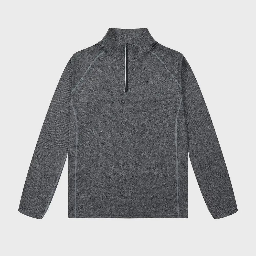Men's Quick-Dry Breathable Long-Sleeve Fitness Shirt with Zipper Collar