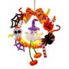 Halloween Wreath with Lighted Pumpkin Lantern, Glowing Door Hanging Decoration Props for Store Party Scene Atmosphere Layout