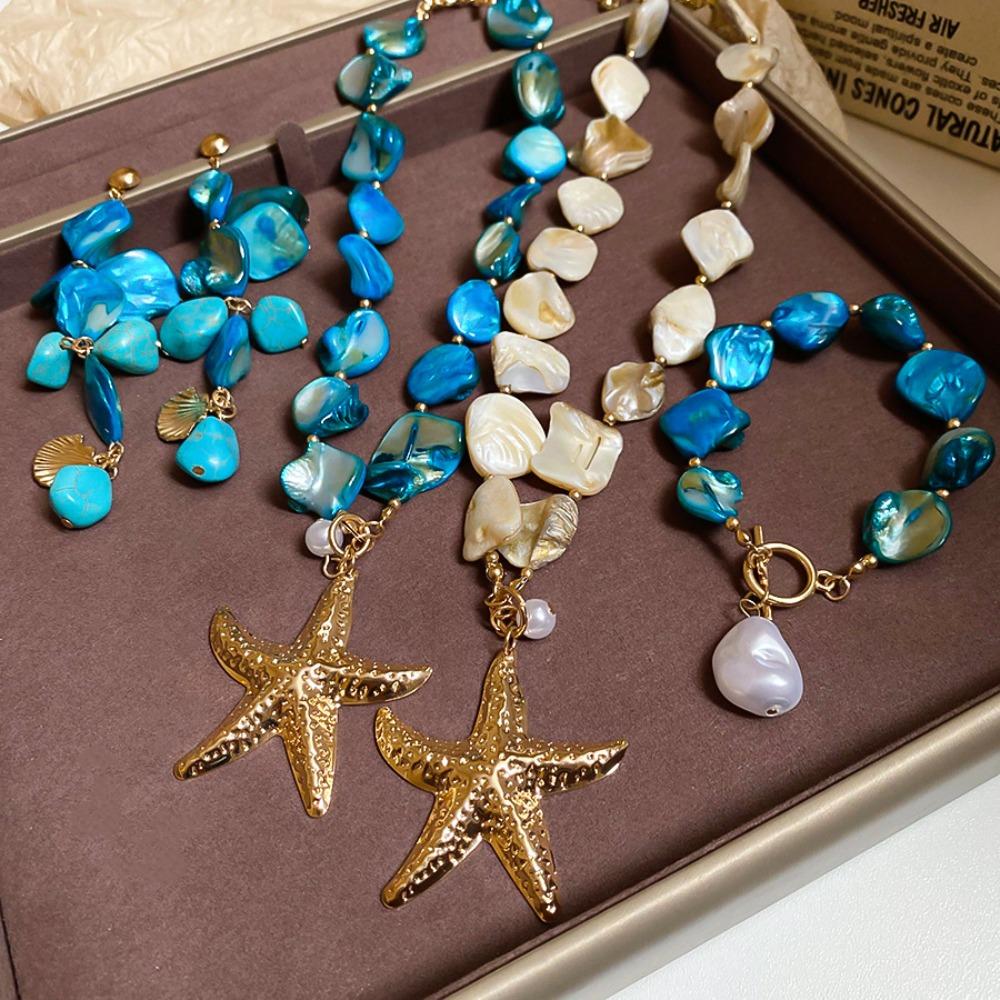

Ornaments Bohemian Shell Beads Bracelet Imitation Pearl Natural Conch Beach Earrings Beach StyleC-Bracelet