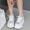 Leather lace gauze summer new thick-soled hollow sports and leisure board shoes