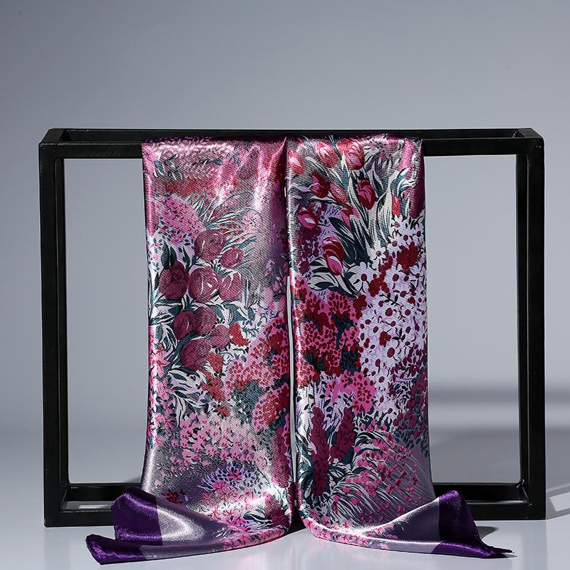 Spring/Summer New Women'S Silk Scarf 90 * 90cm Simulated Silk Twill Square Scarf Fashion Printed Large Square Scarf Professional Scarf