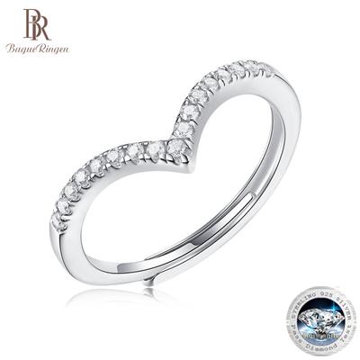 Anello con diadema in moissanite in argento S925 con apertura regolabile da donna, accessori moda