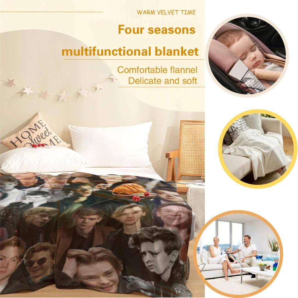 Thomas Brodie-Sangster Collage Thin Blanket Fluffy Soft Bedroom Decor Sofa Blankets Comforter Home and Decoration Summer Blanket