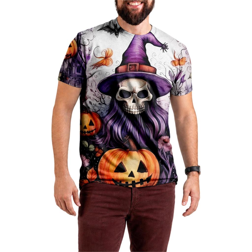 Unisex Halloween T-Shirt All-Over Print with Cute Pumpkin Design for Party and Holiday