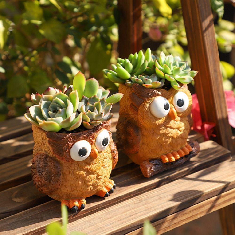 Cute Owl Planter Cartoon Animal Vase Creative Pen Container  Dried Flower