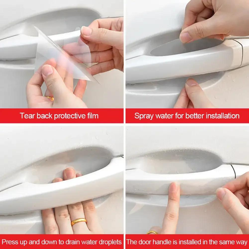 Adhesivo transparente para puerta de coche, protector contra arañazos, tira protectora para espejo retrovisor, accesorios para coche.