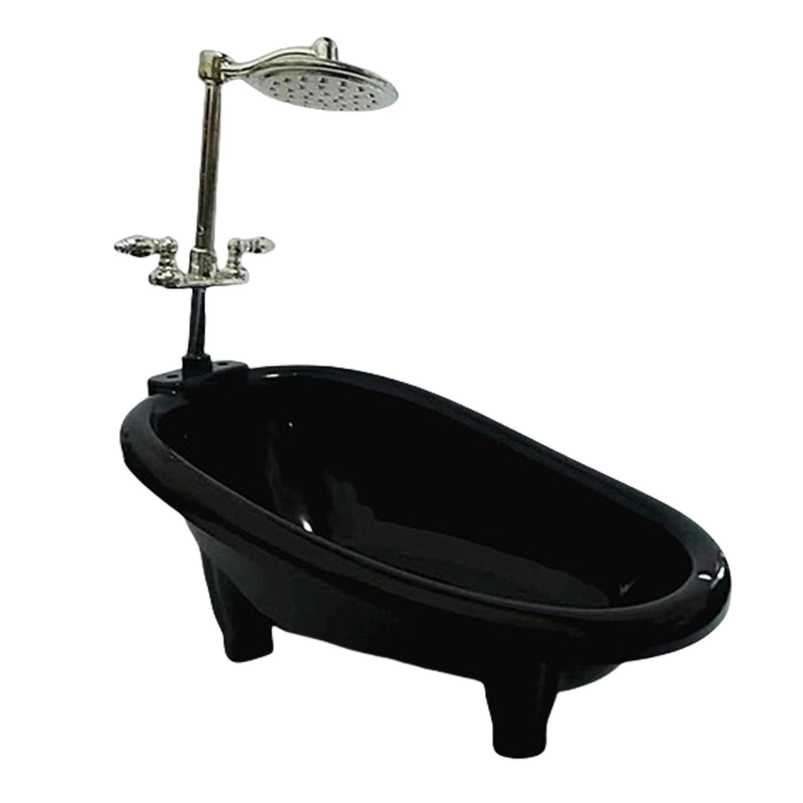 

Мини-ванна для кукольного домика, аксессуары, идеально подходит для детских ролевых игр и домашнего декора чёрный