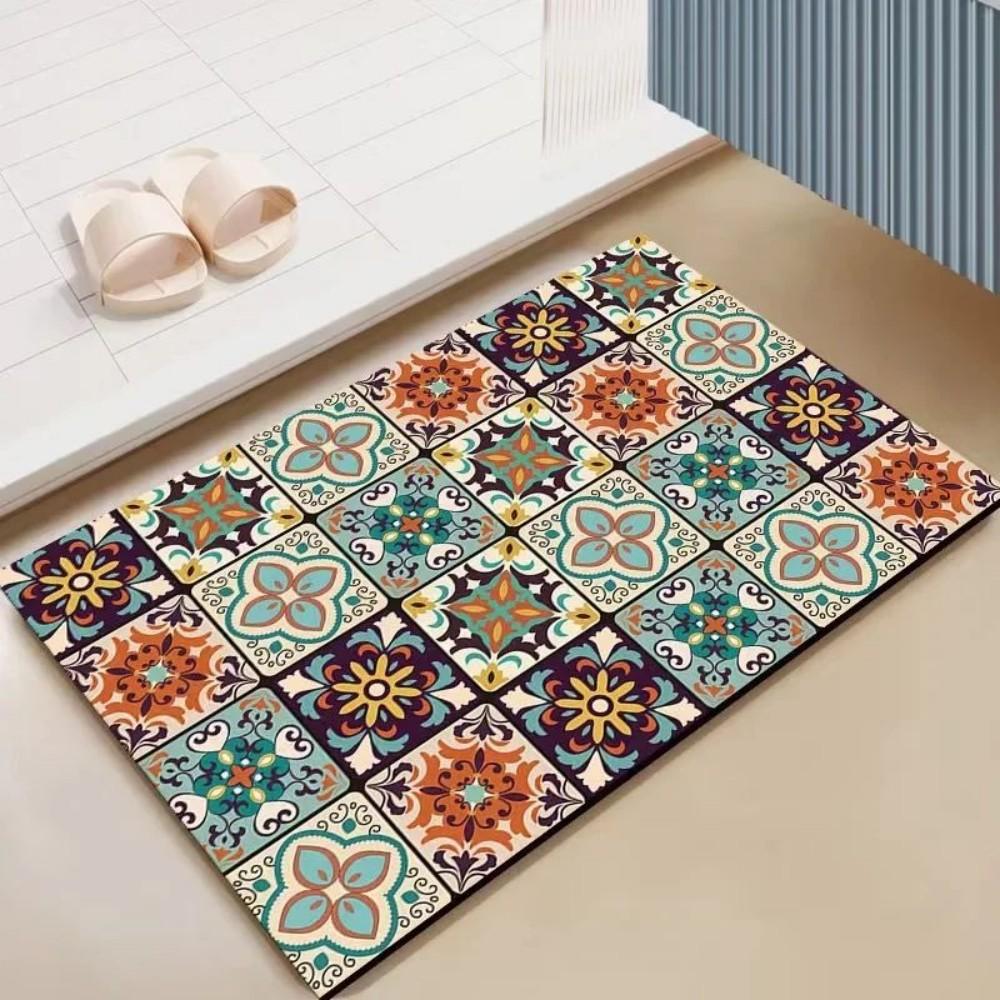 American Vintage Style Bathroom Mat Absorbs Water Quick Drying Stain Resistant Easy Clean Kitchen Placemat Home Decor