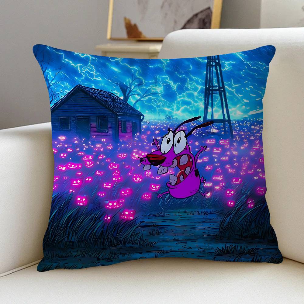 Cute Courage The C-Cowardly Dog Cushion Cover Car Throw Pillow Case For Sofa Car Christmas Gift 40x40cm 45x45cm