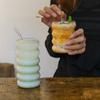 1/2/4pcs Wave Shape Beverage Glasses With Straws Vintage Glass Cups Drinking Glasses for Juice Beer Wine Champagne Cocktail