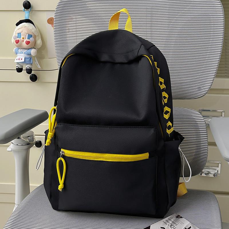 Schoolbag Korean INS Large Capacity, Lightweight, Simple, Solid Color, Fashionable Versatile School Bag, Backpack for Middle, High School, and College