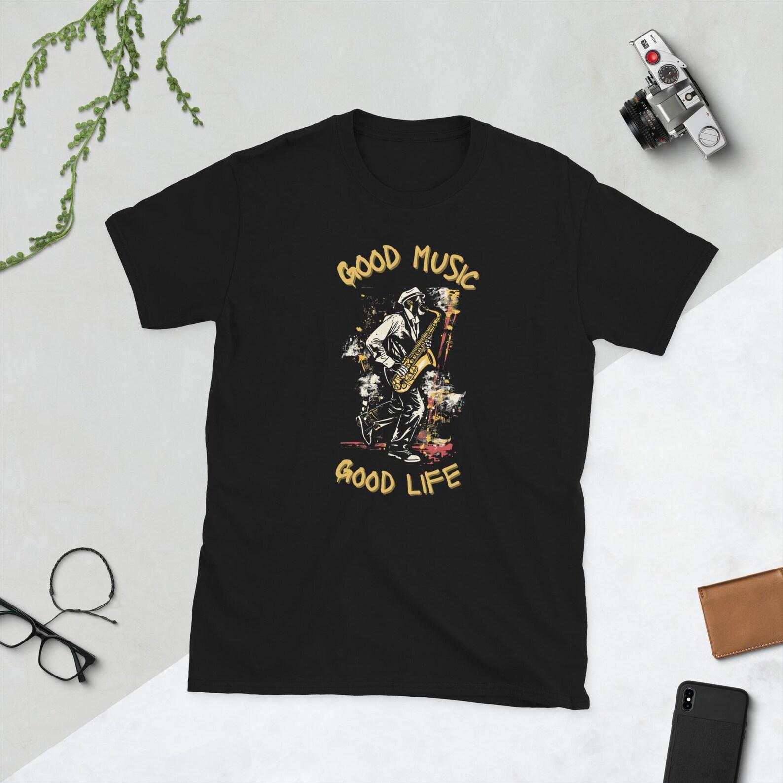 Good Music, Good Life Unisex T-Shirt – Vintage Musician Graphic Tee – Perfect for Music Lovers S