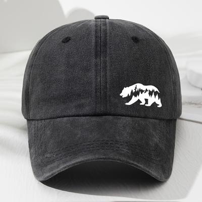 Perfect Fusion of Deep Forest and Bear Pattern Printed Baseball Hat Outdoor Adventure Sunshade Fishing Hat