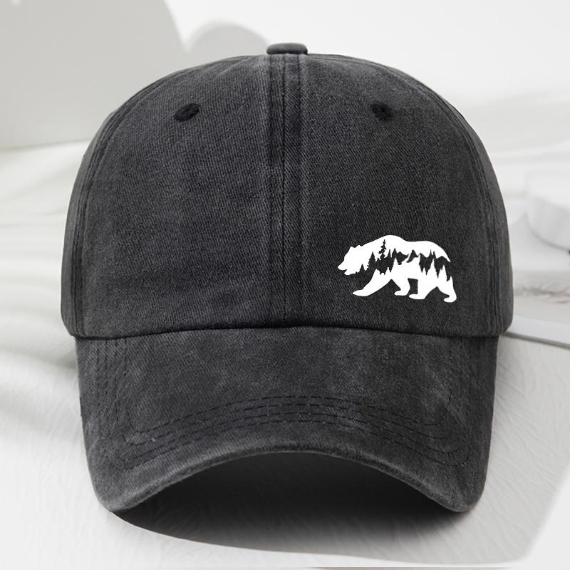Perfect Fusion of Deep Forest and Bear Pattern Printed Baseball Hat Outdoor Adventure Sunshade Fishing Hat
