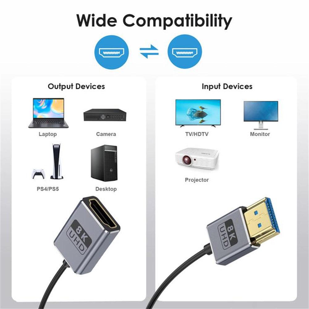 

0.7m Spring Coaxial 8K HD Video 48Gbps HDMI 2.1 Cable Male to Female HDMI Adapter Cord As Shown A