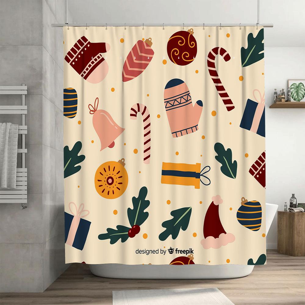 Delightful Holiday Shower Curtainfestive Christmas Decorations For Your Bathroom Perfect Gift Idea For Her!