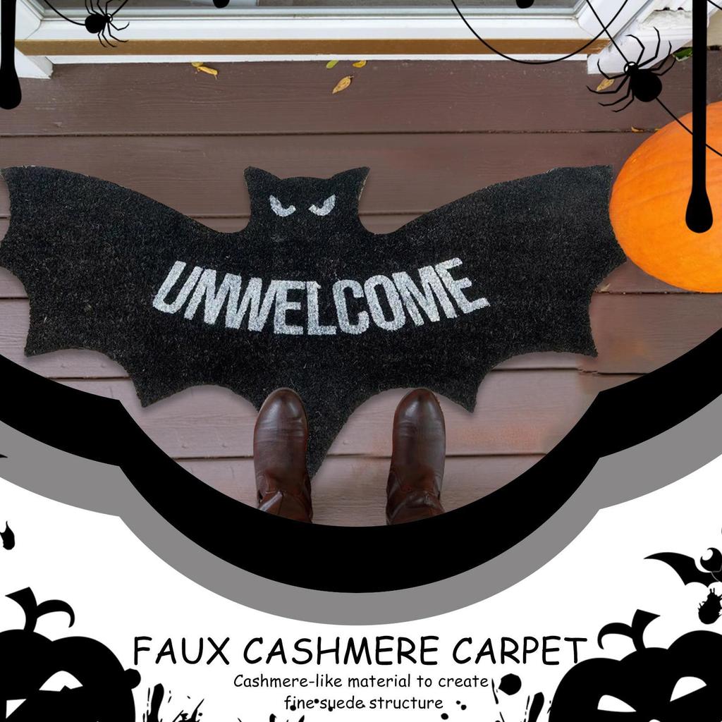 Gothic Bat Bath Mat 80x40cm Halloween Area Rug Soft Non-Slip Absorbent Decorative Carpet for Bedroom Horror Home Decoration