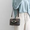 Mini Plaid Pattern Tweed Bag, Buckle Decor Shoulder Square Bag, Chain Crossbody Flap Purse For Everyday