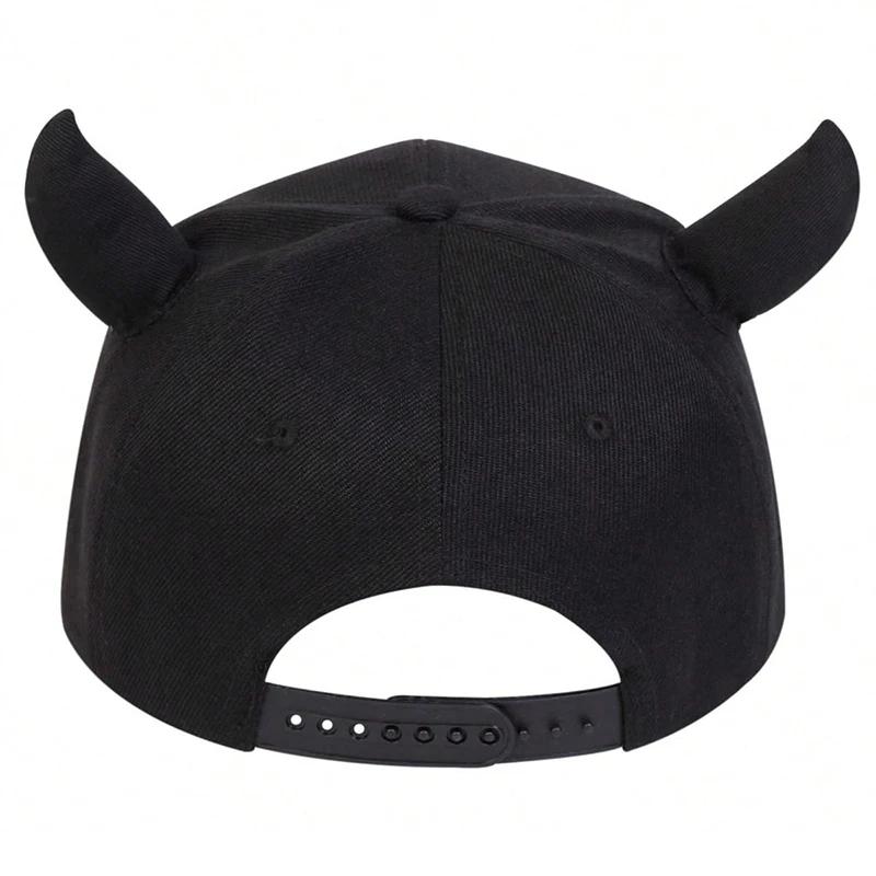 Unisex Smiling Face And Cow Horn Personality Hip-hop Hats Spring Autumn Outdoor Adjustable Casual Baseball Caps Sunscreen Hat