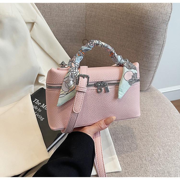 Silk Small Box Scarf Bag Stitching Detail Inner Zip Pocket Urban Bags Travel