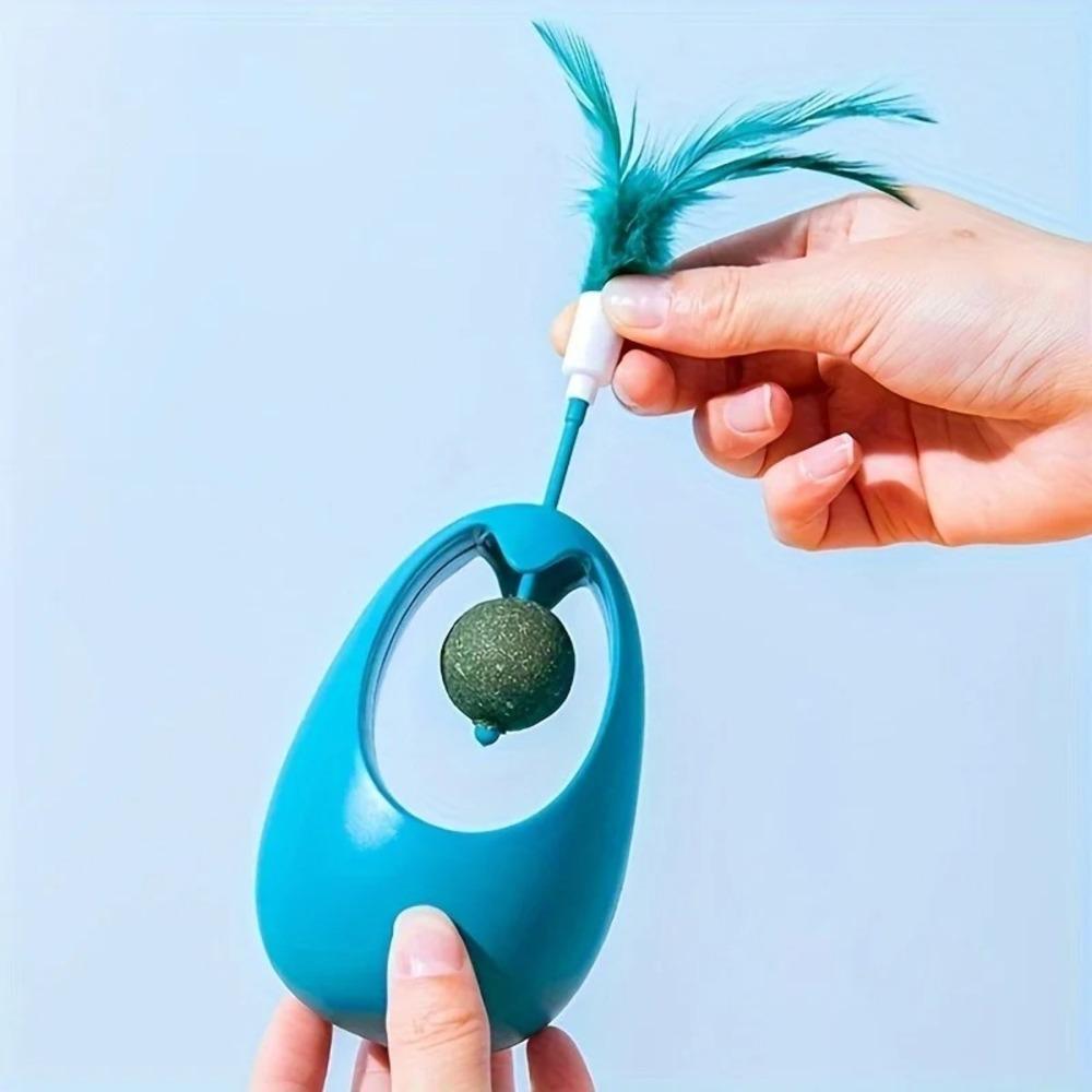 Catnip Ball Tumbler Feather Teases Toy For Indoor Cats Interactive Catmint Chew Toys Teeth Cleaning Cat Toys