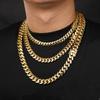 Cadenas Cubana Hip Hop Jewelry Luxury Gold Plated Choker Stainless Steel Miami Cuban Link Chain Necklace for Men
