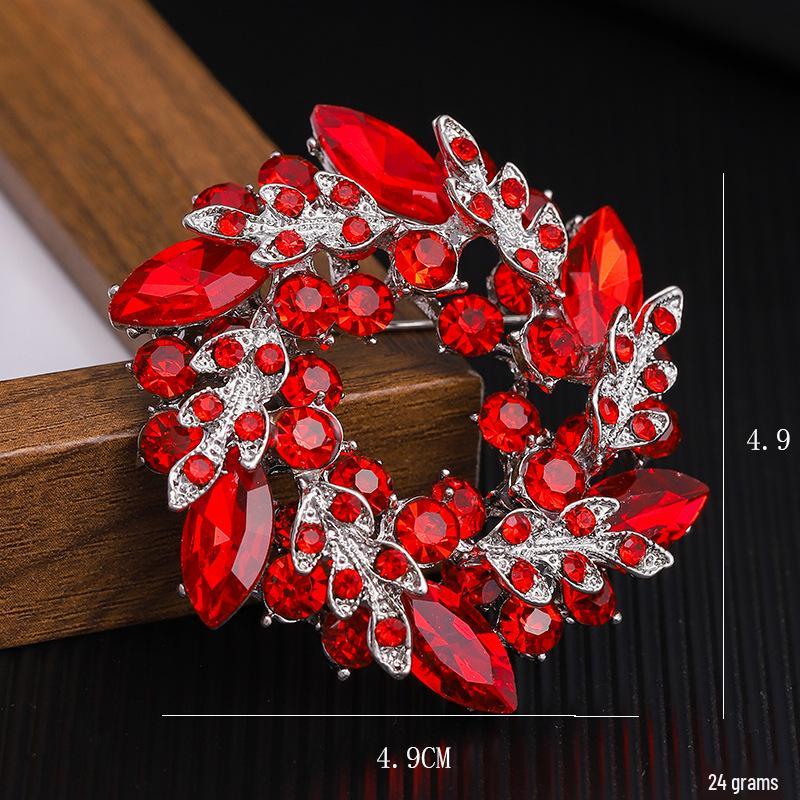 High-End Rose Red Chinese Flower Brooch: Classical Pin for Women's Qipao & Coat Accessories