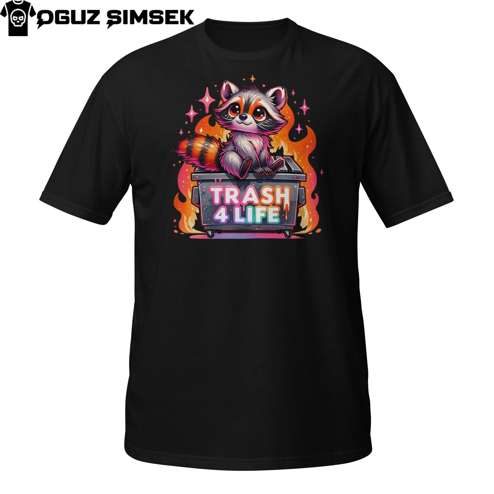 Trash 4 Life Raccoon T-Shirt Mens Womens Tees Top | Dumpster Fire Shirt | Funny Animal Tee L