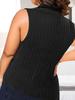 2026 Spring/Summer Plus Size Women's Knit Stretch Half High Neck Sleeveless Solid T-shirt