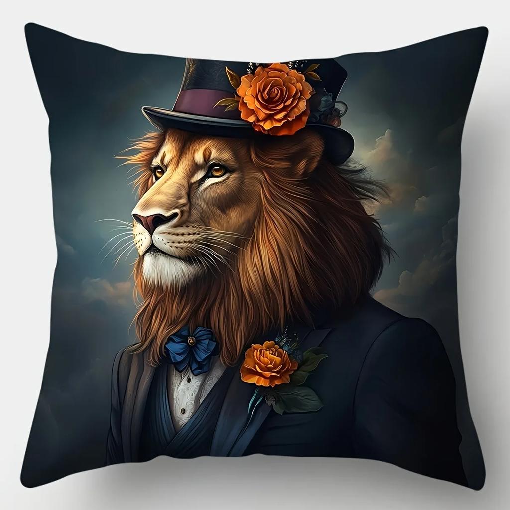Vikama Exquisite Animal Portrait Throw Pillow Covers, Bedroom And Living Room Cushion Covers, Home Decoration Pillow Covers