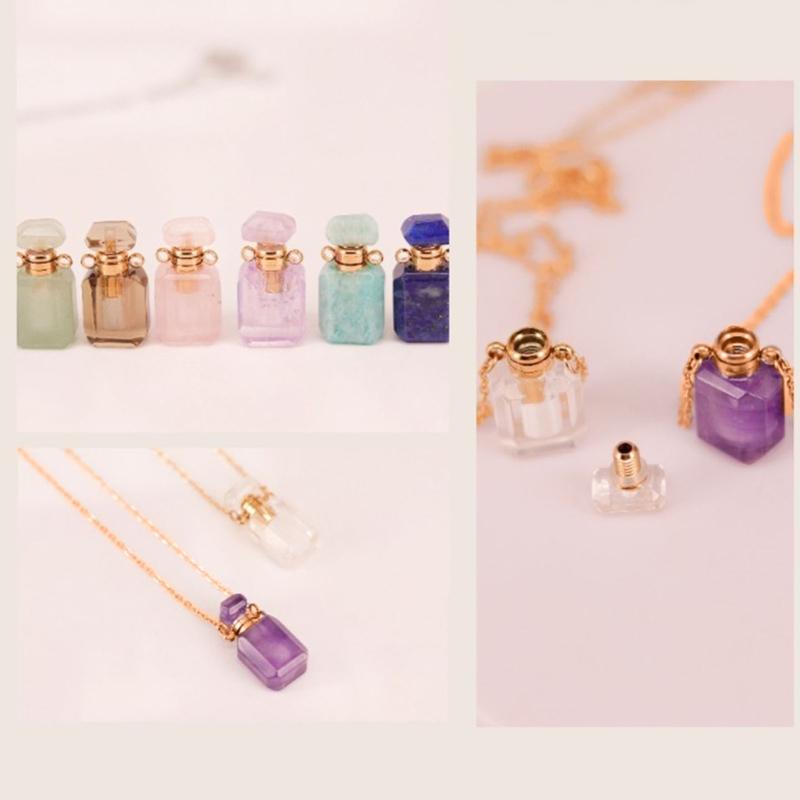 Oil Diffuser Bottle Pendant Necklace Stainless Steel Chain Choker for Women Adjustable Length Neckchain Party Jewelry