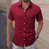 Men S Short Sleeve Solid Color Casual Button Down Shirt
