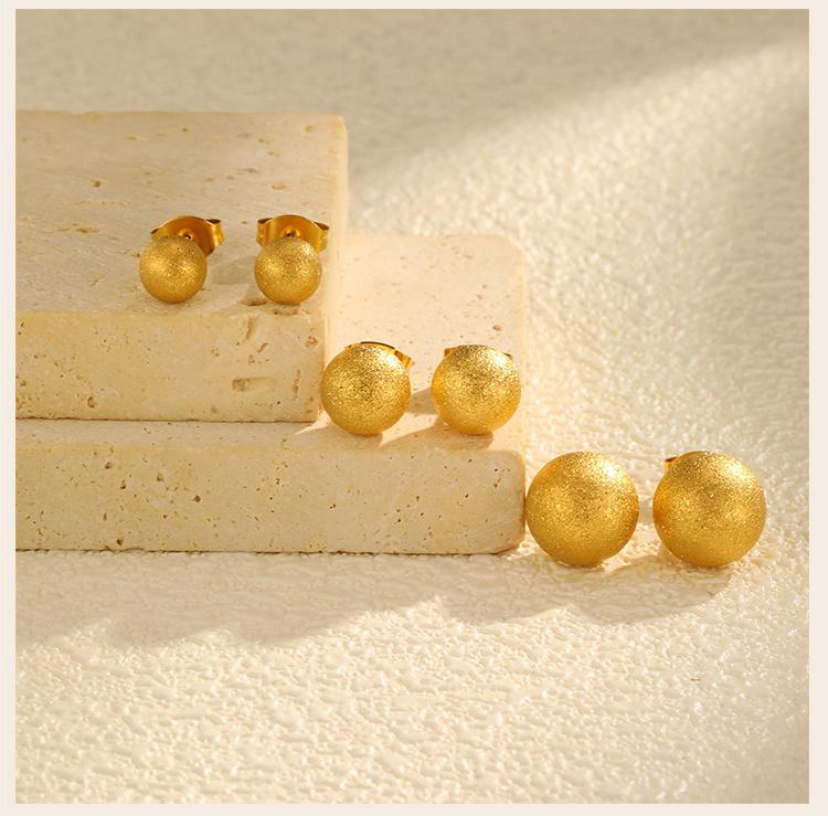 Matte Round Beads Ball Stud Earrings for Women, Stainless Steel Piercing Jewelry Hypoallergenic 6mm/8mm/10mm