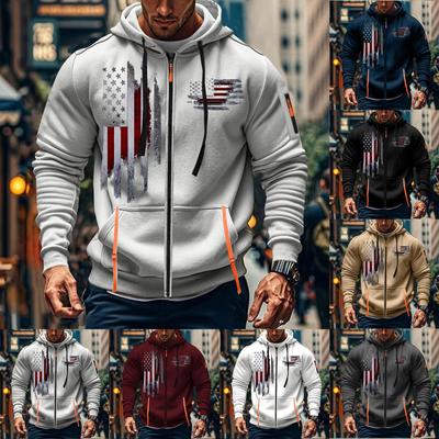 Men's Sports Casual Hoodie Hoodie Cardigan Zipper Multi-pocket Hoodie Coat