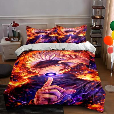 Anime-inspired Fiery Design Bedding Duvet Cover Sets Duvet Covers Pillowcases Gifts (1 * Duvet Cover 2 * Pillowcases, Without Duvet Insert)