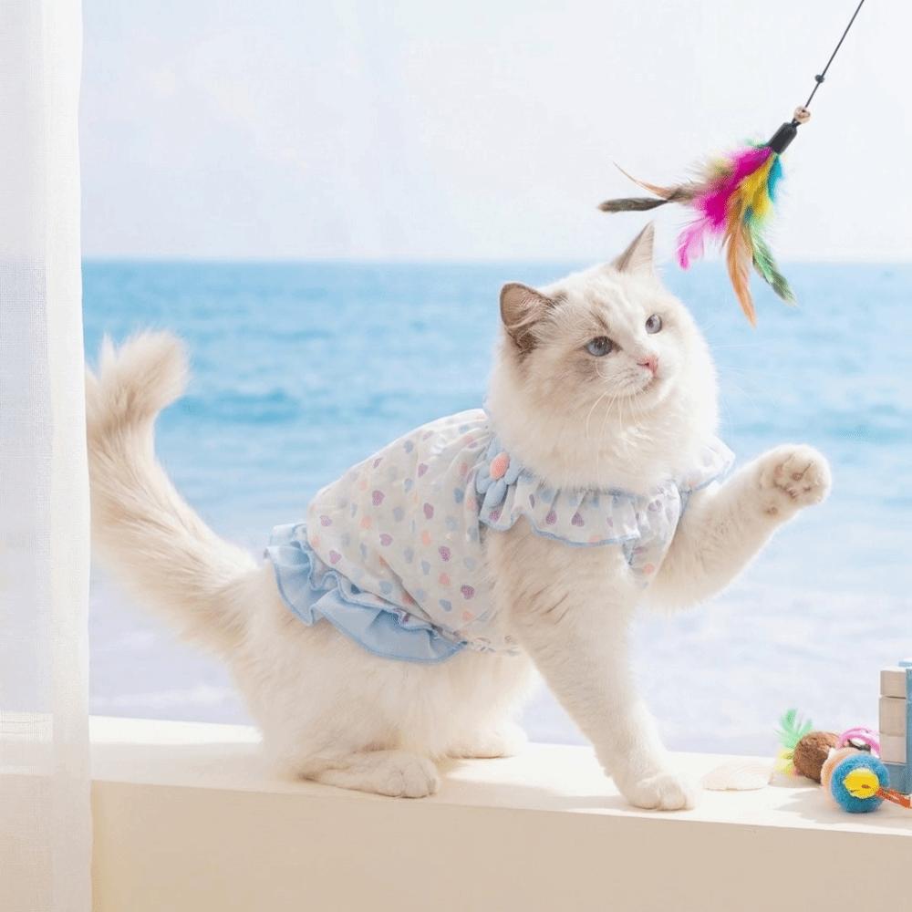 3D Floral Puppy Summer Dress Breathable Comfortable Pet Harness Skirt Floral Printed Soft Pet Clothes Outdoor Activities