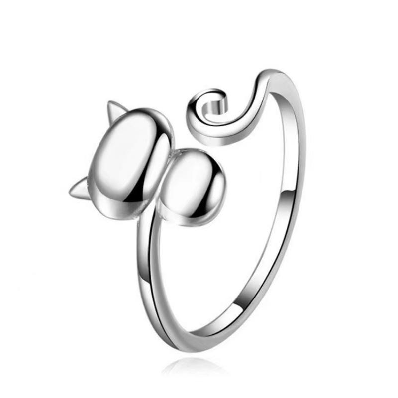 

1Pc European and American Hook Line with Line Ring Geometric Cat Ring, Opening Adjustable Animal Ring Jewelry