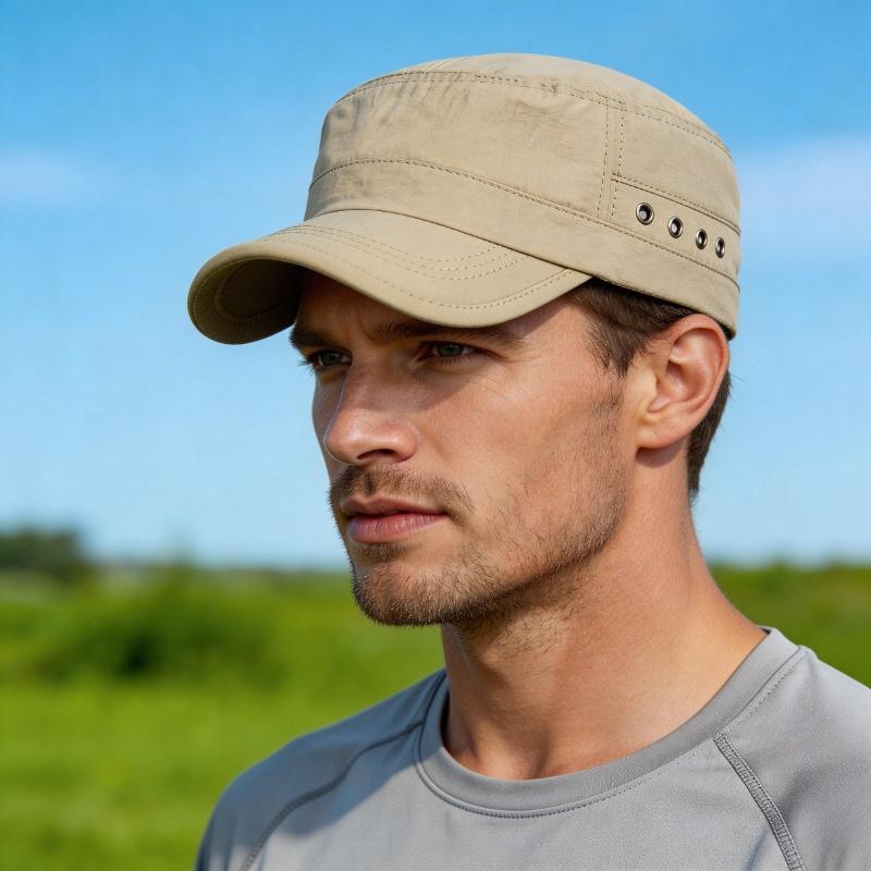 Quick Dry Flat Top Cap For Men Breathable Lightweight Baseball Cap For Summer Outdoor Running Caps