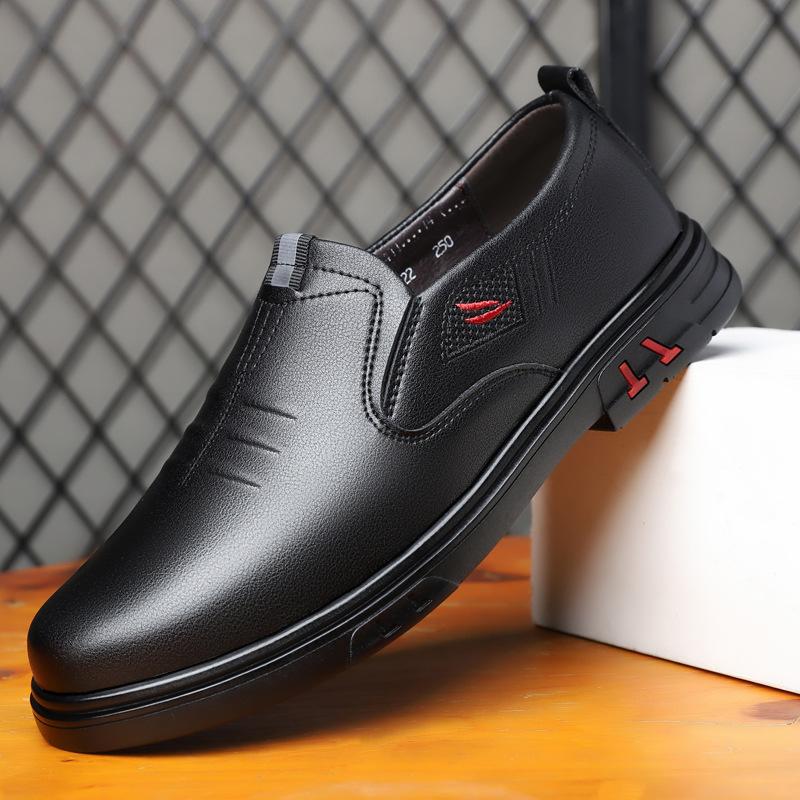 Spring and Autumn New Casual Men's Shoes Men's Lace-Up Business Casual Shoes Men's Leather Shoes Flat Heel Single Shoes Leather Shoes
