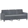 Vidaxl Sofa 3-Osobowa, Ciemnoszara, 180 Cm, Obita Aksamitem