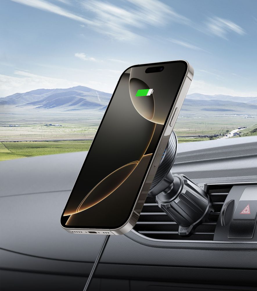 Tech-Protect Mm15W-V4 Magnetic Magsafe Dashboard & Vent Car Mount Wireless Charger 15W Black