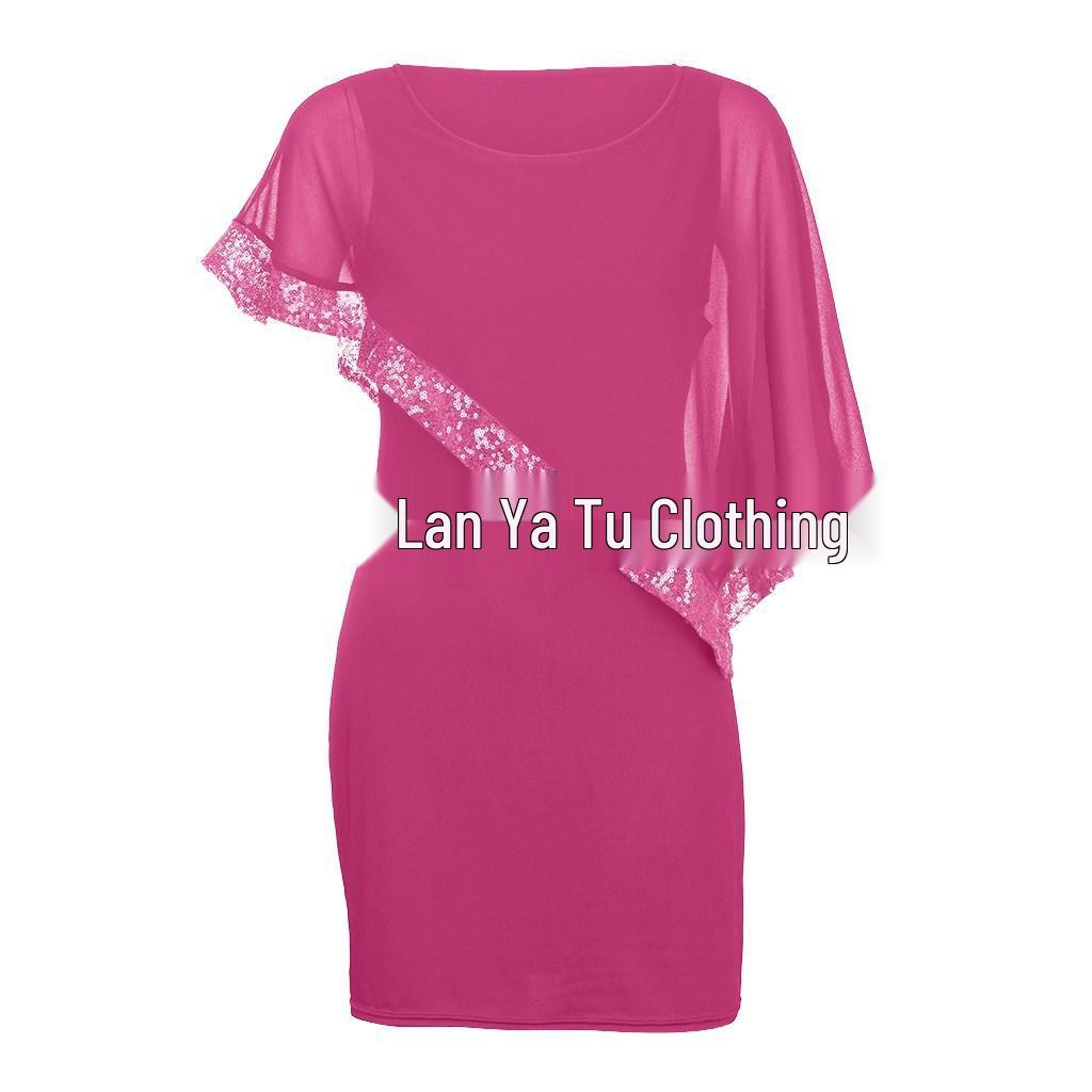 2024 Irregular Sequin Patchwork Plus Size Women's Dress - 8 Colors & Sizes Available