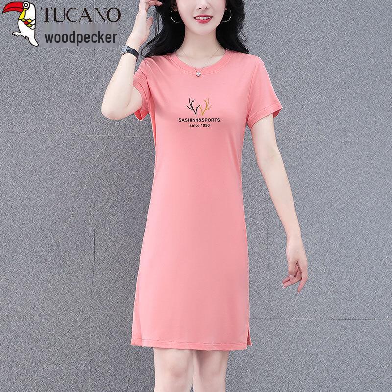 Woodpecker Women s Relaxed Fit Short Sleeve T-Shirt Dress 3XL