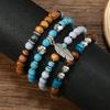 4Pcs/Set Bohemia Vintage Multi Layer Beaded Bracelets For Men Turquoise Ethnic Nature Stone Leaves Bracelets Gifts For Friends