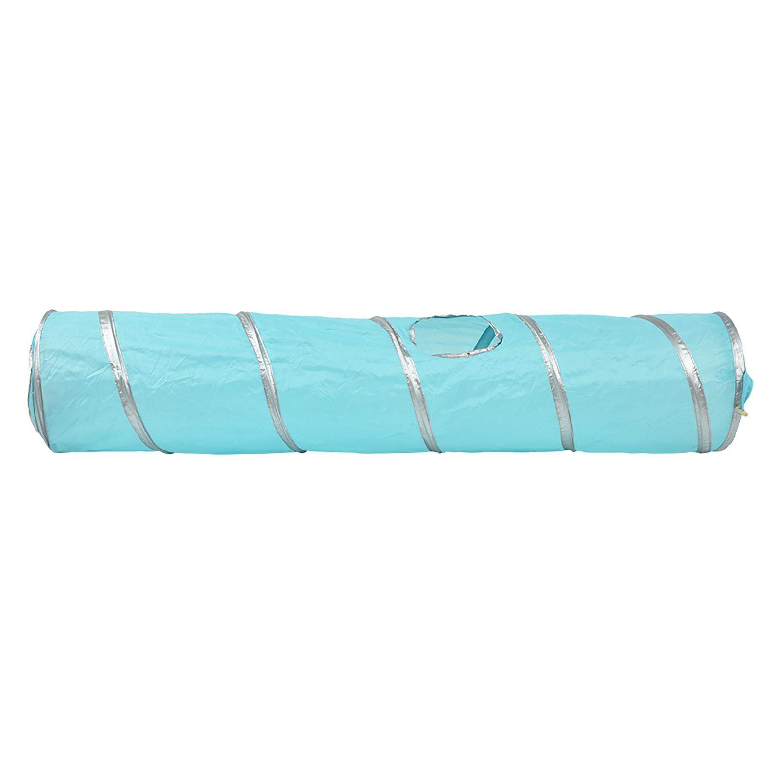 

120cm Folding Cat Crinkle Tunnel Play Toy with Ball and Hole Kitten Cat Toy Blue синий